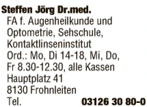 Print-Anzeige von: Steffen, Jörg, Dr. med., FA f Augenheilkunde u. Optometrie
