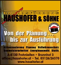 Print-Anzeige von: Haushofer Josef & Söhne, Baumanagement Print-Anzeige von: Haushofer Josef & Söhne, Baumanagement