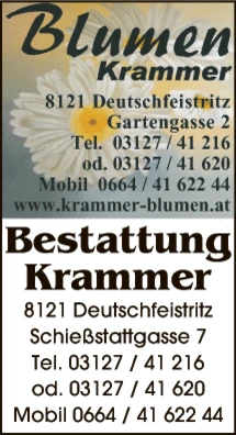 Print-Anzeige von: Krammer, Andreas, Blumenstube Print-Anzeige von: Krammer, Andreas, Blumenstube