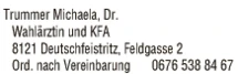 Print-Anzeige von: Trummer, Michaela, Dr., Dermatologie Print-Anzeige von: Trummer, Michaela, Dr., Dermatologie