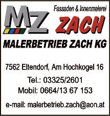 Print-Anzeige von: Malerbetrieb Zach KG, Malereibetriebe