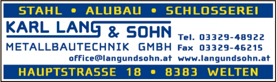 Print-Anzeige von: Lang Karl & Sohn, Schlosserei Print-Anzeige von: Lang Karl & Sohn, Schlosserei