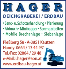 Print-Anzeige von: Hager, Ingeborg, Deichgräberei - Erdbau