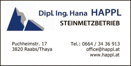 Print-Anzeige von: Happl, Hana, Steinmetzbetrieb