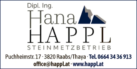 Print-Anzeige von: Happl, Hana, Steinmetzbetrieb