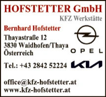 Print-Anzeige von: Autohaus Hofstetter GmbH, Kfz-Werkstätte