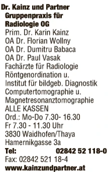 Print-Anzeige von: Dr. Kainz und Partner, Radiologie