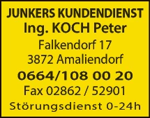 Print-Anzeige von: Koch, Peter, Ing., Junkers Kundendienst