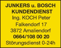 Print-Anzeige von: Koch, Peter, Ing., Junkers Kundendienst