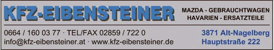 Print-Anzeige von: Kfz Eibensteiner, Mazda-Gebrauchtteile