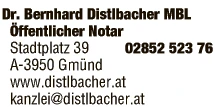 Print-Anzeige von: Dr. Bernhard Distlbacher, Öffentlicher Notar