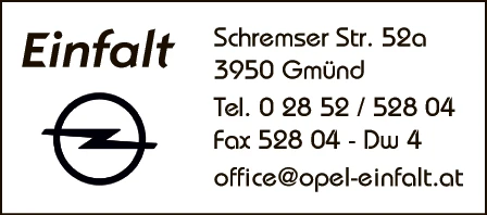 Print-Anzeige von: Einfalt Christine e.U., Opel Händler