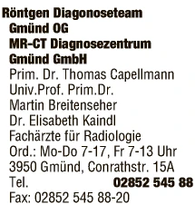 Print-Anzeige von: Röntgen Diagnoseteam Gmünd OG