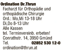 Print-Anzeige von: Gruppenpraxis Dr. Marchhart & Dr Thrun, FÄ f. Orthopädie u. orthopädische Chirurgie