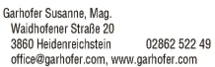 Print-Anzeige von: Garhofer, Susanne, Mag., Wirtschaftstreuhänder - Steuerberater