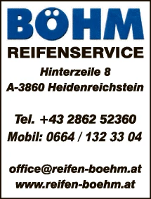 Print-Anzeige von: Reifen Böhm, Reifen u Reifendienste