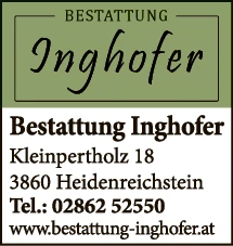 Print-Anzeige von: Bestattung Inghofer