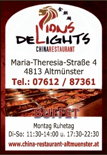 Print-Anzeige von: Lions Deligths, China-Restaurant Print-Anzeige von: Lions Deligths, China-Restaurant