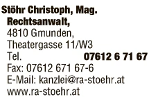 Print-Anzeige von: Stöhr, Christoph, Mag., Rechtsanwaltskanzlei