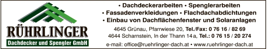 Print-Anzeige von: Rührlinger GmbH, Dachdeckerei