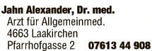Print-Anzeige von: Jahn, Alexander, Dr., Arzt für Allgemeinmedizin