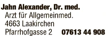 Print-Anzeige von: Jahn, Alexander, Dr., Arzt für Allgemeinmedizin Print-Anzeige von: Jahn, Alexander, Dr., Arzt für Allgemeinmedizin