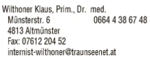 Print-Anzeige von: Wilthoner, Klaus, Prim. Dr., FA für Innere Medizin