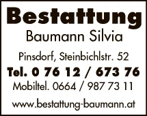 Print-Anzeige von: Baumann, Silvia, Bestattung