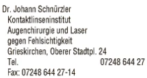Print-Anzeige von: Schnürzler, Johann, Dr., FA f Augenheilkunde u Optometrie