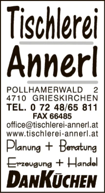 Print-Anzeige von: Annerl, Johann, Bau- u. Möbeltischlerei