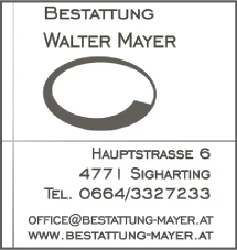 Print-Anzeige von: Mayer, Walter, Bestattungsunternehmen