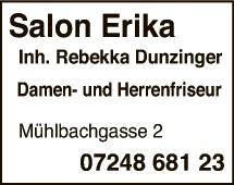 Print-Anzeige von: SALON Erika, Friseure Print-Anzeige von: SALON Erika, Friseure