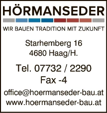 Print-Anzeige von: Hörmanseder GmbH, Glasbau-Zimmerei