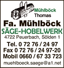 Print-Anzeige von: Mühlböck, Thomas, Säge- u Hobelwerk