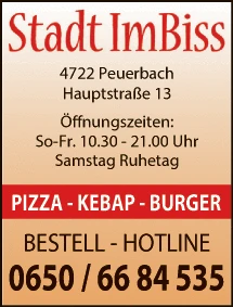 Print-Anzeige von: Stadt Imbiss Aydar Cetin, Pizza, Kebap, Burger