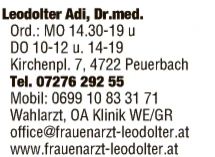Print-Anzeige von: Leodolter, Adolf, Dr.med., FA für Frauenheilkunde und Geburtshilfe