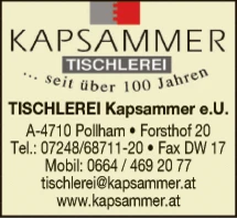 Print-Anzeige von: Tischlerei Kapsammer e.U.