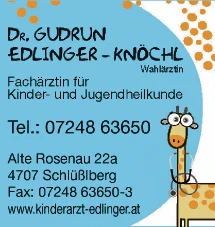 Print-Anzeige von: Edlinger-Knöchl, Gudrun, Dr., Kinderarzt