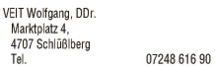 Print-Anzeige von: Veit, Wolfgang, DDr., Facharzt für Zahn-, Mund-u Kieferheilkunde