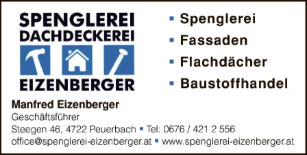 Print-Anzeige von: Eizenberger, Manfred, Spenglerei Print-Anzeige von: Eizenberger, Manfred, Spenglerei