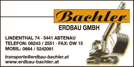 Print-Anzeige von: Bachler Erdbau GmbH, Raupen- u Baggerunternehmen