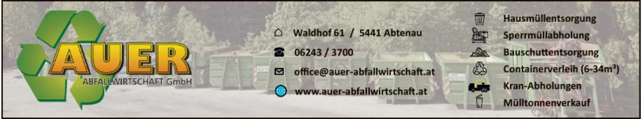Print-Anzeige von: Auer Abfallwirtschaft-GmbH, Abfallentsorgung u -verwertung
