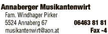 Print-Anzeige von: Musikantenwirt Pirker-Windhager
