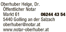 Print-Anzeige von: Oberhuber, Helge, Dr., öffentl Notar