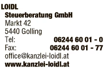 Print-Anzeige von: LOIDL Steuerberatung GmbH