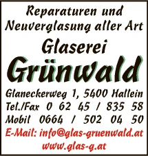 Print-Anzeige von: Grünwald, Roman, Glaserei