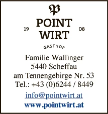 Print-Anzeige von: Wallinger, Robert, Gasthaus Pointwirt