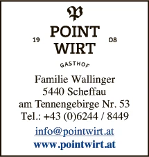 Print-Anzeige von: Wallinger, Robert, Gasthaus Pointwirt Print-Anzeige von: Wallinger, Robert, Gasthaus Pointwirt