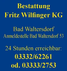 Print-Anzeige von: Bestattung Wilfinger KG