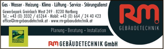 Print-Anzeige von: RM Gebäudetechnik GmbH, Gebäudetechnik Print-Anzeige von: RM Gebäudetechnik GmbH, Gebäudetechnik